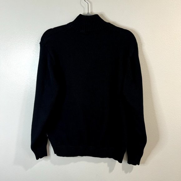 Oscar de la Renta Black Striped Pullover Sweater Mens Size Large L Knit 1/4 Zip - Picture 6 of 9